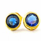 14K YELLOW GOLD SOLID 1.30 CARAT ROUND SHAPE BEZEL SAPPHIRE STUD EARRINGS