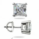 14K White Gold 1.60 CARAT Asscher Cut Lab Diamond Screw Back Stud Earrings