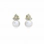 14K Yellow Gold 0.30 CARAT Diamond Freshwater Pearl Ball Stud Earrings