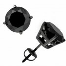 14K Black Gold 1.5 CARAT  Black Diamond  Basket Set Screw Back Stud Earrings
