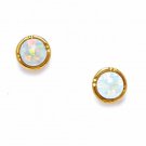14K Solid Yellow Gold Women/Children's Stylish Opal Stud Screw Back Earrings