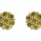 10K Yellow Gold 1CT 8MM Unisex Canary Flower Cluster Diamonds Stud Earrings