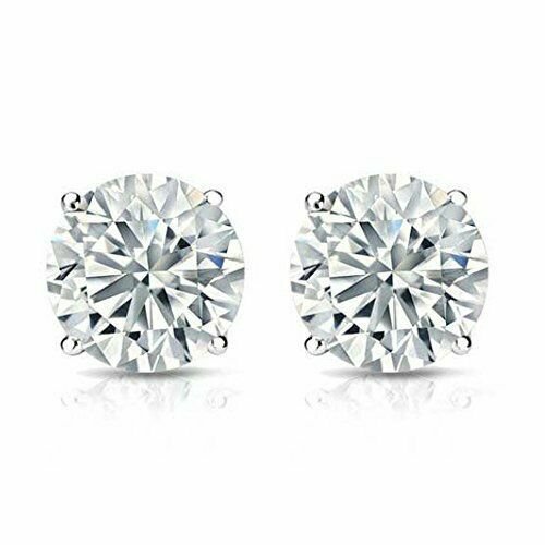 14K White Gold 2 CT Charles & Colvard Moissanite  Certified F.B. Stud Earrings