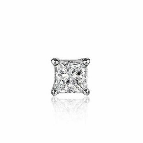 14k White Gold 0.50CT  Princess Single Diamond Stud Earring FAST SHIPPING