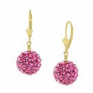 Pink Sapphire 14k YELLOW GOLD 10 MM  Ball Drop Leverback Earrings