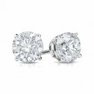14K White Gold 1/2CT Round Brilliant Cut Natural Diamond Push Back Stud Earrings
