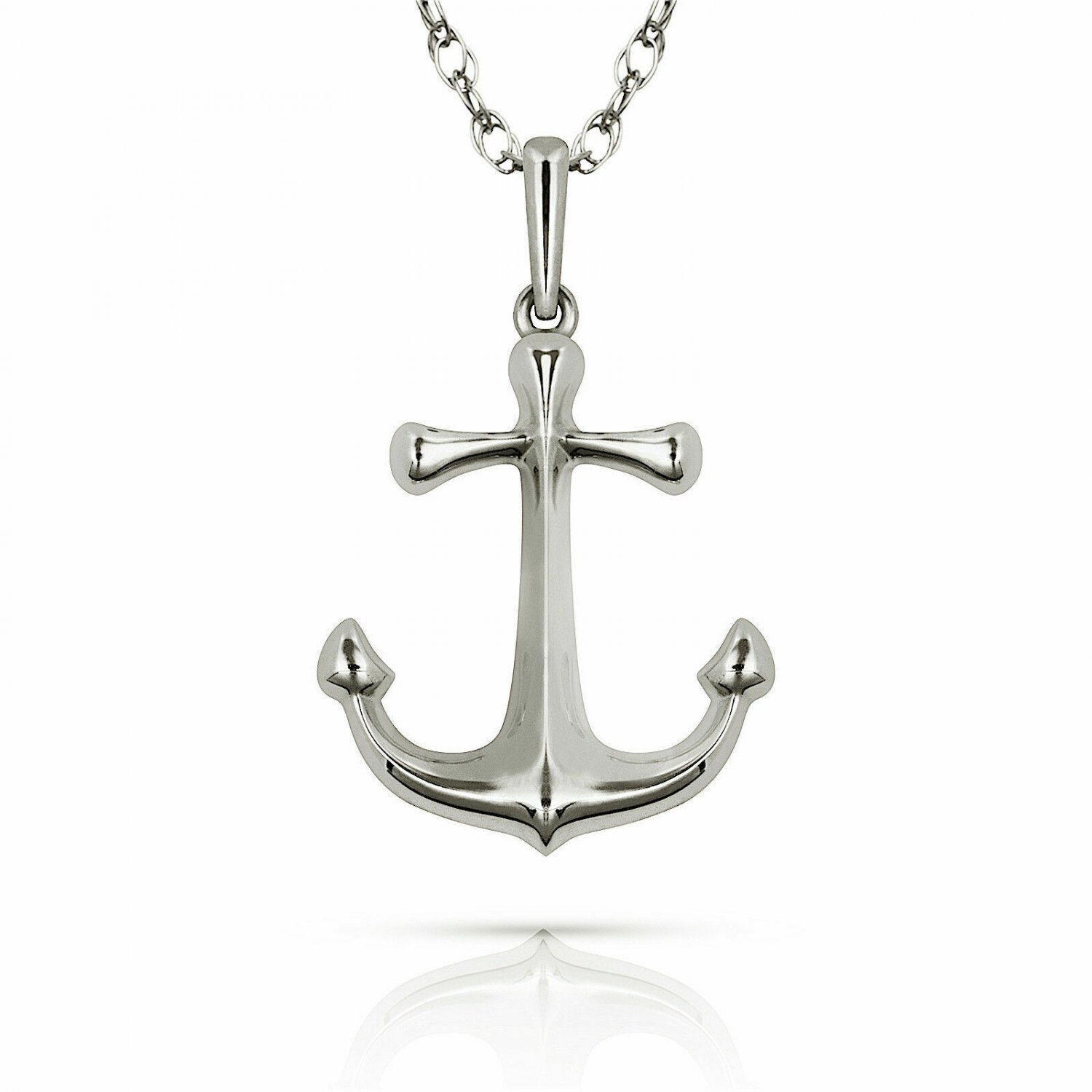 14K White Gold  Anchor Pendant Charm for Chain or Necklace New Pendant Only