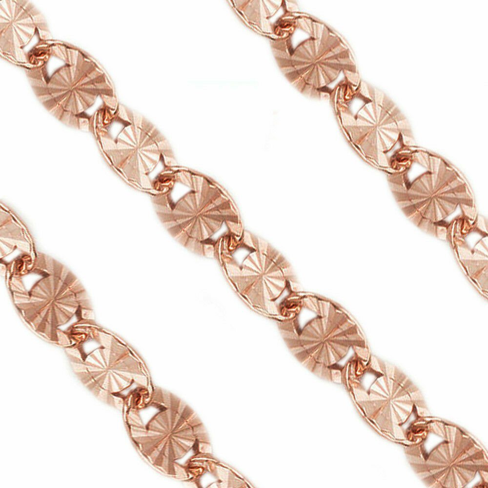 3MM Sterling Silver 14k Rose Gold Plated Valentino Link Italian Chain Necklace