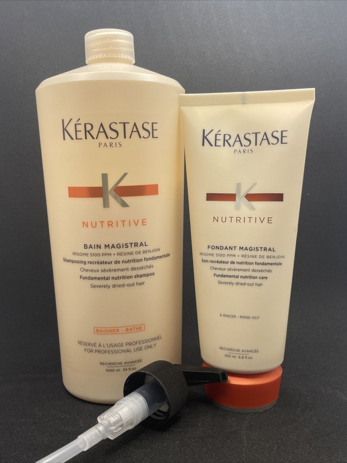 Kerastase Nutritive Bain Magistral 34oz & Fondant Magistral 6.8oz W/Pump