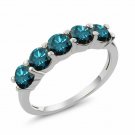 14K White Gold 3/4 CT Blue Enhanced Diamond Wedding Ring  ANY SIZE