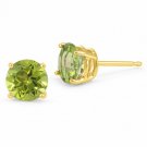 14K SOLID YELLOW GOLD 2.00 CARA 6MM PERIDOT ROUND SHAPE PUSH BACK STUD EARRINGS