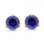 14K YELLOW GOLD 6MM ROUND MARTINI SETTING BLUE SAPPHIRE STUD EARRINGS