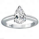 14K White Gold 2.00 CTW Pear Shape Cut Solitaire Wedding Engagement Ring