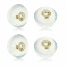 Earring Backs Soft Clear Silicone and 14k Yellow Gold Small 2 Pairs (4 pieces)