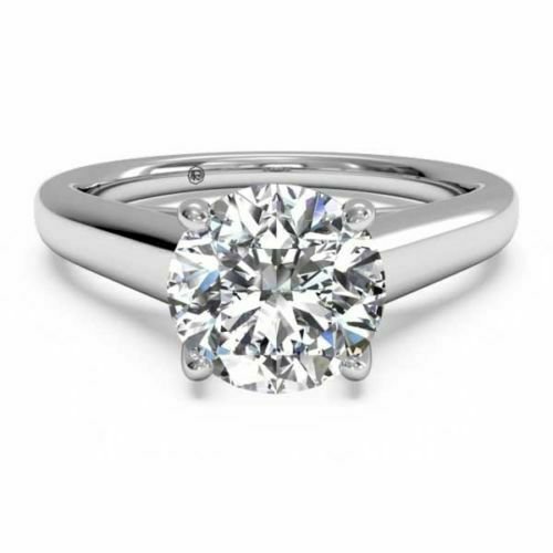 14K WHITE GOLD 1.5CT SI1/F ROUND CUT LAB DIAMOND SOLITAIRE ENGAGEMENT RING
