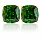 14K SOLID YELLOW GOLD 2.00 CARAT CUSHION CUT EMERALD STUD EARRINGS