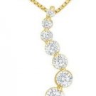 1.00Ct Brilliant Simulated Diamond Journey Pendant 14k Solid Yellow Gold S Shape