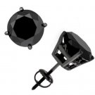 1 Carat Natural Black Diamond One Pair Screwback Stud Earring 14K Black Gold