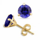 14K YELLOW GOLD 5MM ROUND MARTINI SETTING BLUE SAPPHIRE STUD EARRINGS