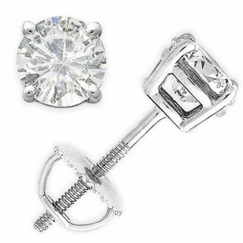 14K Gold 0.50CT Round Brilliant Cut Moissanite Charles and Colvard Stud Earrings