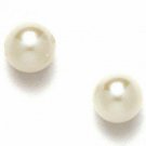 8MM 14K Solid Yellow Gold Genuine White Pearl Stud Screw Back Earrings ER-S264