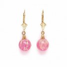 14K Solid Yellow Gold Opal Dangle Ball Earrings