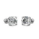 14K White Gold 7MM 3.00 CARAT Created Diamond  Screw Back Stud Earrings