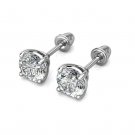 0.5Ct Created Diamond 14K White Gold 4mm Round Screw Back Stud Earrings