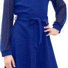 GORLYA Girl's Mesh Long Sleeve Peter Pan Collar Casual Vintage A-line Party Bel