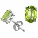 2.00CT 7x5mm 14K SOLID WHITE GOLD PERIDOT OVAL SHAPE STUD PUSH EARRINGS