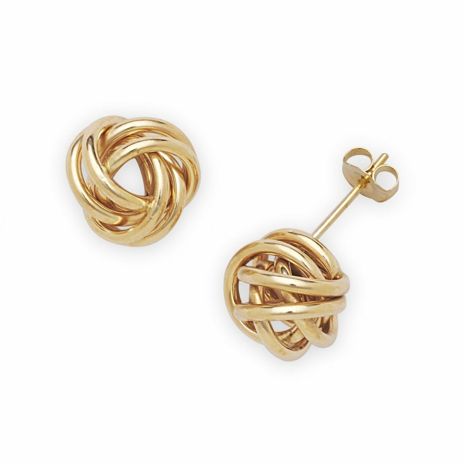 14k Yellow Gold Wire Love Knot Stud Earrings