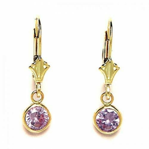 14K YG Women/Children's Stylish Alexandrite June Birthstone Lever Back Earrings