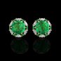 14k YG 2.00CT Green Emerald Halo Marquise Created Diamond Stud Earrings