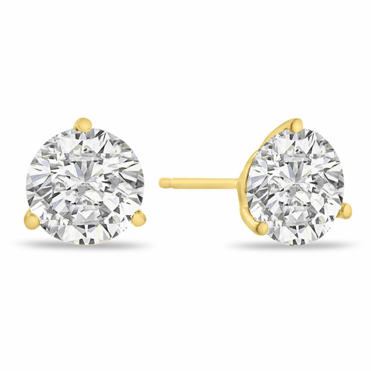 14K Yellow Gold 0.25CT Natural Diamond Martini Stud Earrings