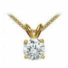 14K YELLOW GOLD CHAIN 18" 1CT Round Cut Solitaire Pendant Necklace