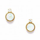 14K Solid Yellow Gold Opal/Sapphire  Screw Back Stud Earrings