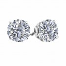 14K White Gold 2 CT Simulated Diamond Brilliant Cut Push Back Stud Earrings 