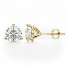 14K Solid Yellow Gold 1.50CT Round Brilliant Cut Martini ScrewBack Stud Earrings