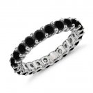 1.00 Black Diamond Wedding U Shape Eternity Engagement Ring 14k White Gold