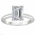 14K White Gold 2 CARAT Emerald Cut Solitaire Engagement Wedding Ring