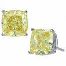 14K White Gold 3.03 CT Radiant Canary Yellow Sapphire Push Back Earrings
