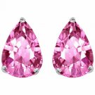 2.50 CT. 14K SOLID WHITE GOLD PINK SAPPHIRE PEAR SHAPE STUD PUSH EARRINGS