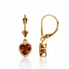 14K Yellow Gold 7MM Bezel Set Alexandrite Heart Lever Back Dangle Earrings
