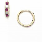 14K Solid Yellow Gold Ruby July Birthstone Huggie Earrings ER-H1-7
