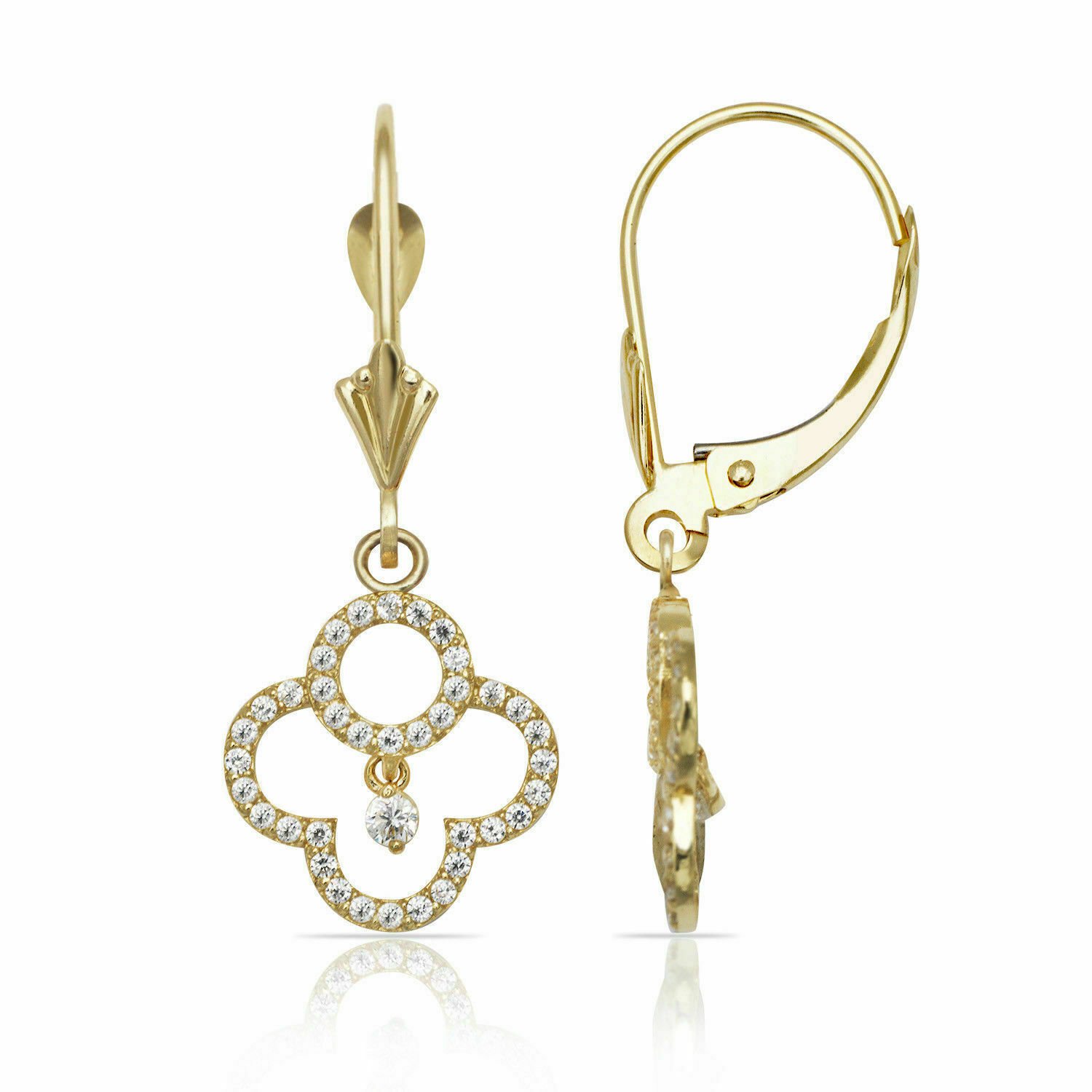 14K Yellow Gold 0.50 TCW Brilliant Drop Dangle Lever Back Earrings