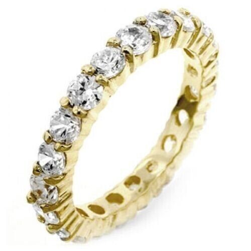4ct Brilliant Round Simulated Diamonds Eternity Wedding Band Ring 14K Y Gold
