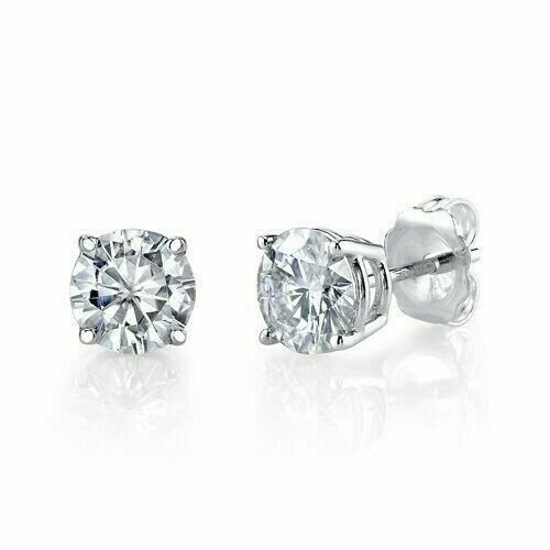 14K White Gold  1/2CT Round Natural ( Real) Diamond Stud Earrings