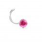 14K White Gold Solid Bezel Ruby Nose Twist Screw Bone Ring Body Piercing