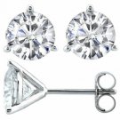 14K White Gold 2CT Round Martini Simulated Moissanite Push Back STUD EARRINGS