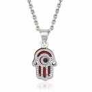 Evil Eye Hamsa Hand of Fatima Judaica Kabbalah Charm Pendant 925 Silver Necklace